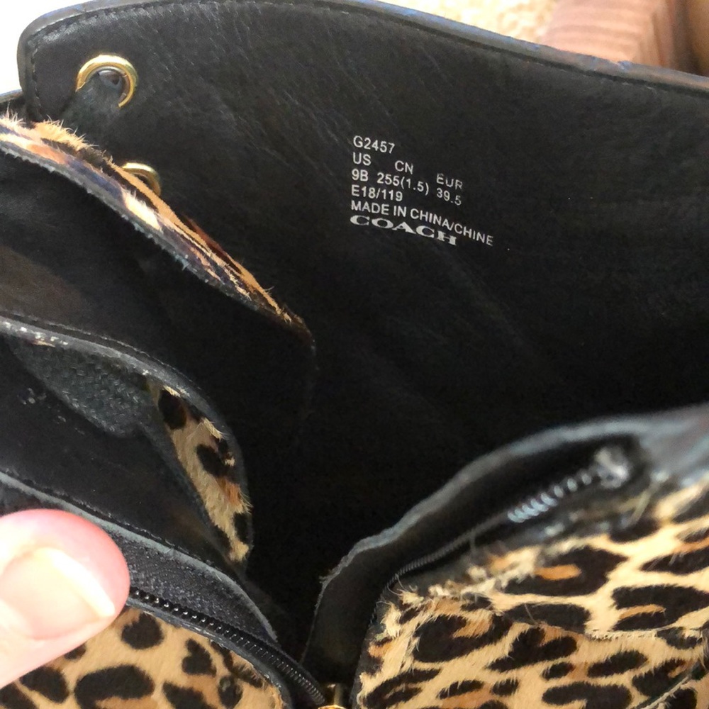 Coach Lucy Leopard print calf hair combat boots - Picture 8 of 11